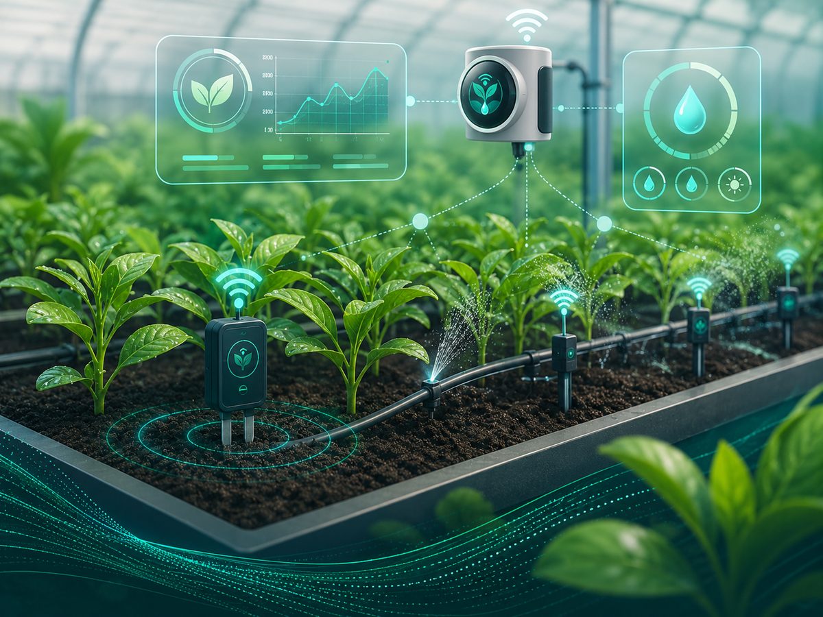 Sensores y riego por goteo en el cultivo